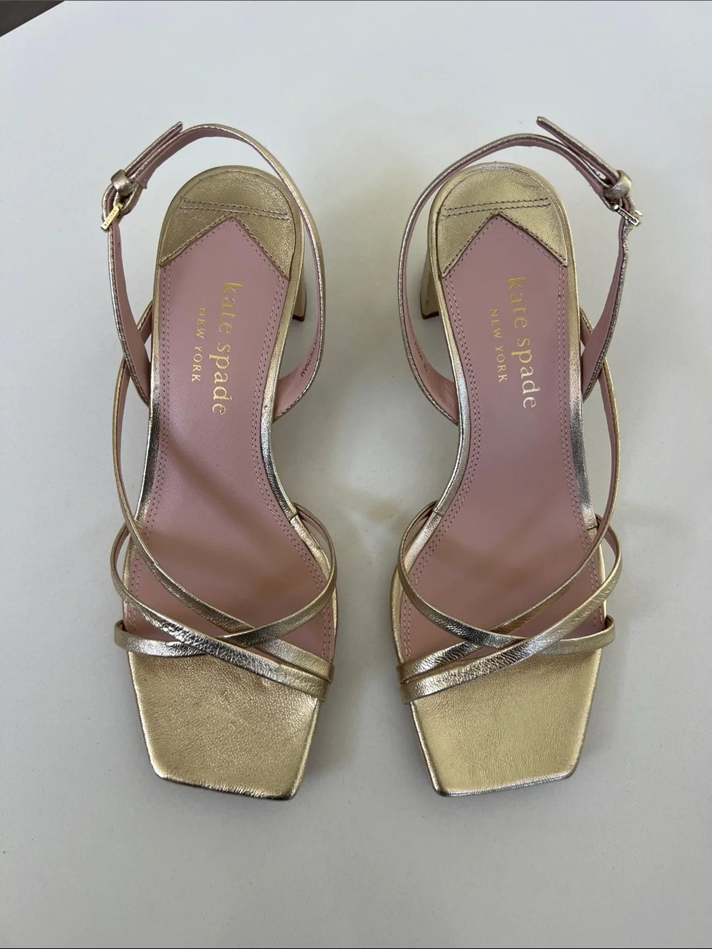 Kate Spade aisha metallic gold tone open toe strappy sandals low heels 7